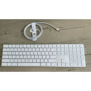 Used Apple Magic A1843 Keyboard W/ Numeric Keys + New Cable Charger Works Great